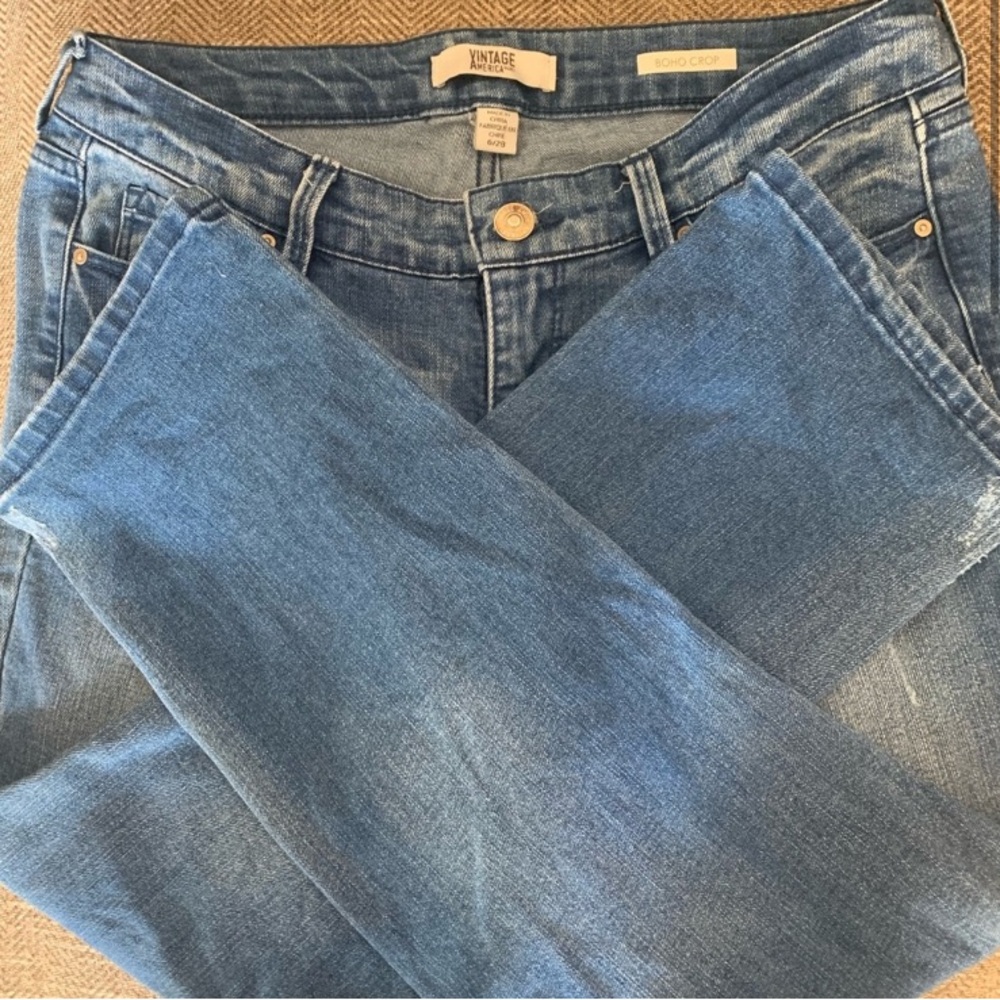 Excellent Preowned Condition Vintage America Blues Boho Cropped Jeans Size 6. - Picture 3 of 7